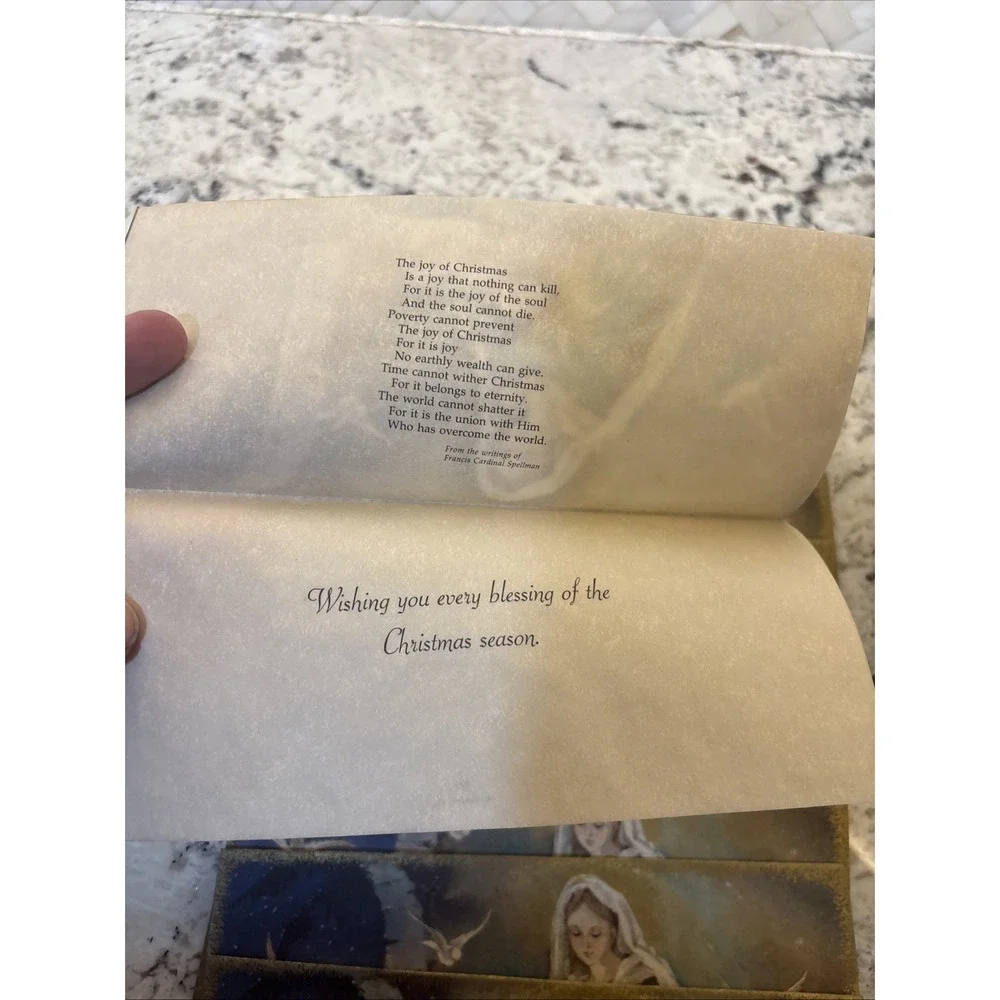 7 Vintage Hallmark Christmas Card Mother & Child Parchment Unused readers digest